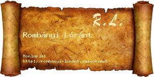 Romhányi Lóránt névjegykártya